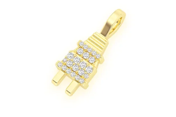 0.10CTW Plug Round Diamond Pendant