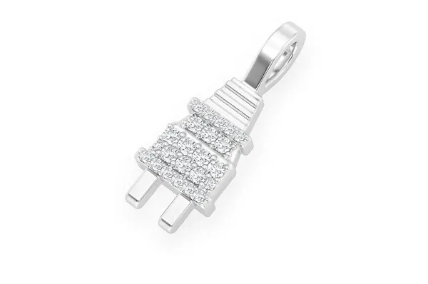 0.10CTW Plug Round Diamond Pendant