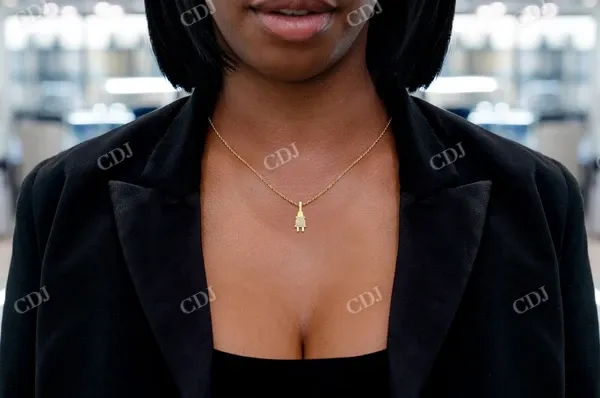 0.10CTW Plug Round Diamond Pendant