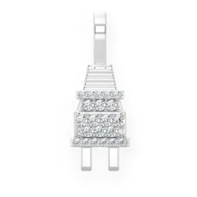 0.10CTW Plug Round Diamond Pendant