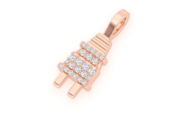 0.10CTW Plug Round Diamond Pendant