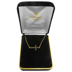 0.3 Carat 14K Solid Yellow Gold Horizontal Cross Sapphire Necklace