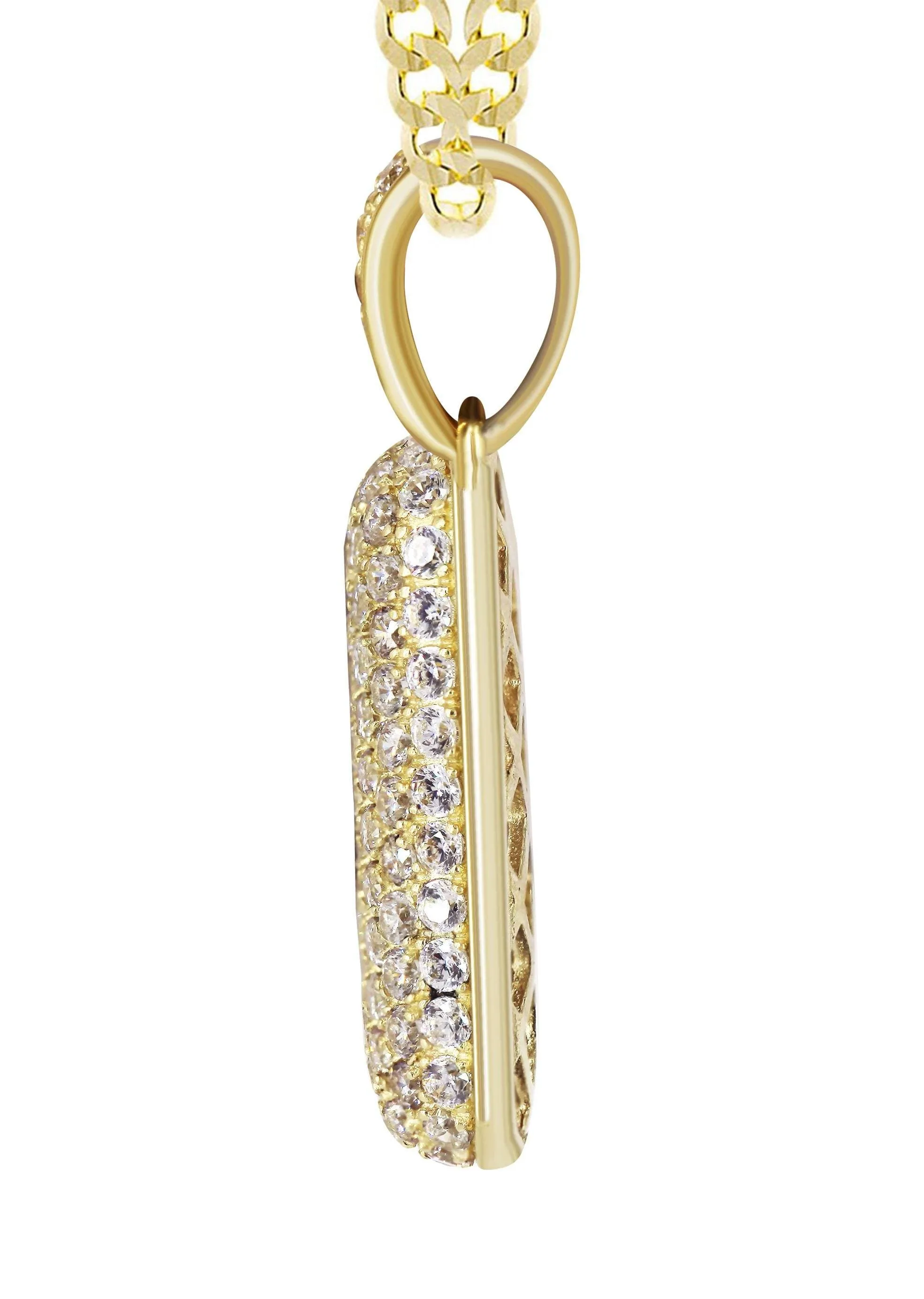 10K Yellow Gold Bubble Letter "N" CZ Necklace | Appx. 15.5 Grams