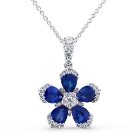 1.27Ct Sapphire Necklace In 14K White Gold