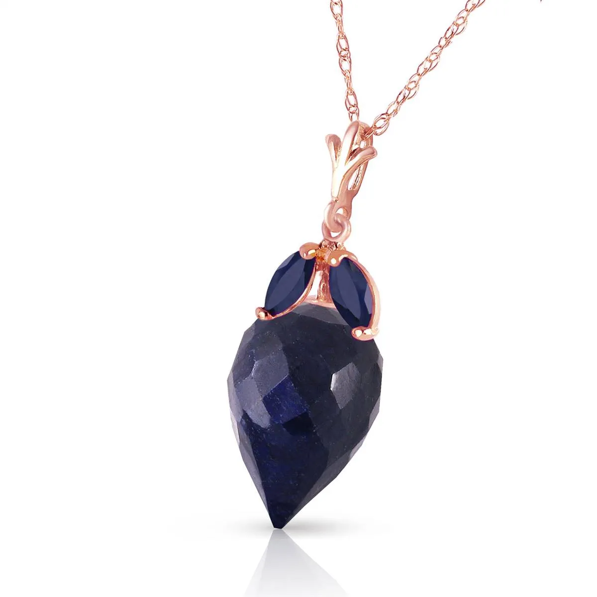 13.4 Carat 14K Solid Rose Gold Desire Sapphire Necklace