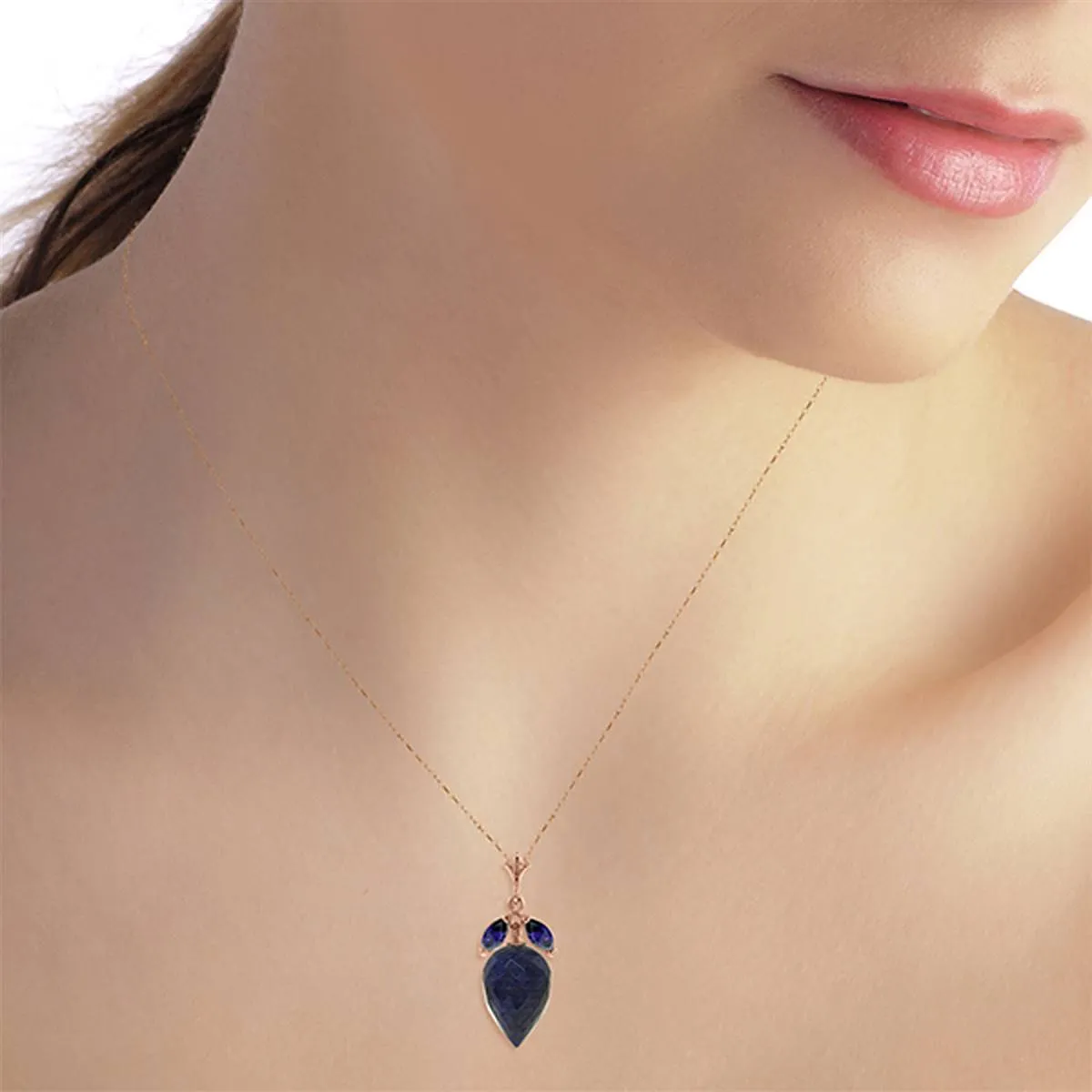 13.4 Carat 14K Solid Rose Gold Desire Sapphire Necklace