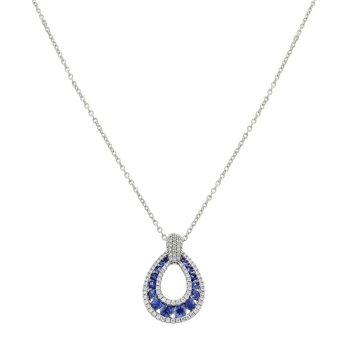 14K Diamond and Sapphire Pear-Shaped Pendant