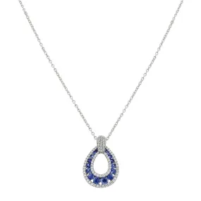 14K Diamond and Sapphire Pear-Shaped Pendant
