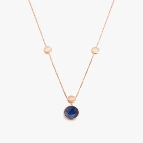 14K satin rose gold Kensington single stone necklace with sapphire