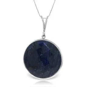 14K Solid White Gold Necklace w/ Checkerboard Cut Round Sapphire