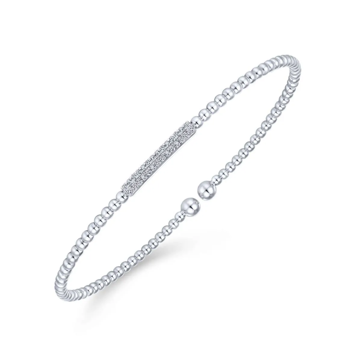 14K White Gold Bujukan Cuff Bracelet with Diamonds - BG4119-62W45JJ