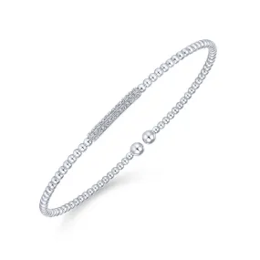 14K White Gold Bujukan Cuff Bracelet with Diamonds - BG4119-62W45JJ
