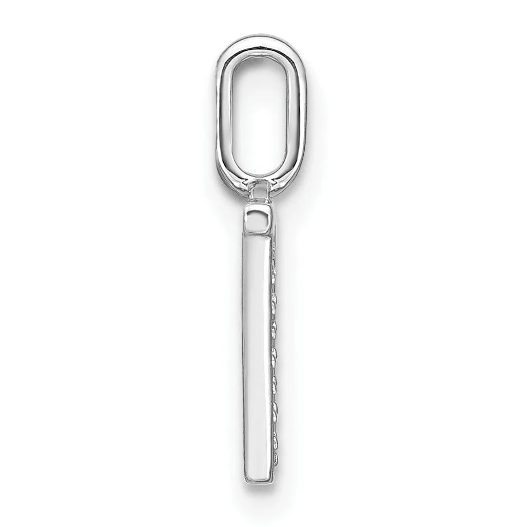 14K White Gold Diamond 0.032-CT Lower Case Style V Initial Charm Pendant
