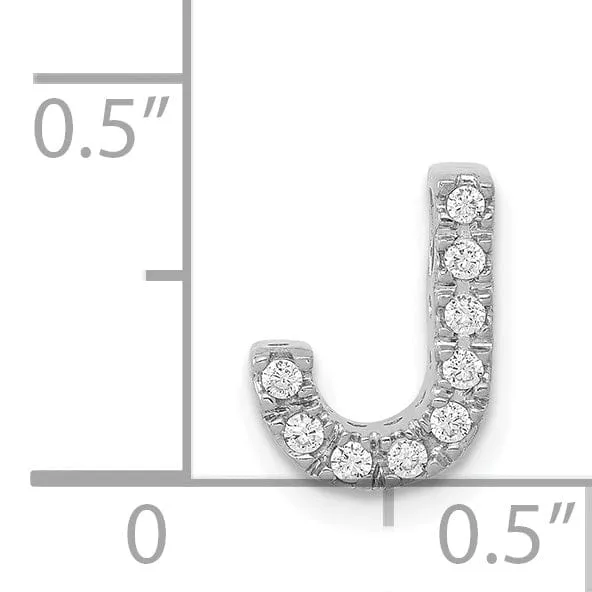 14K White Gold Diamond 0.09-CT Letter J Initial Charm Pendant