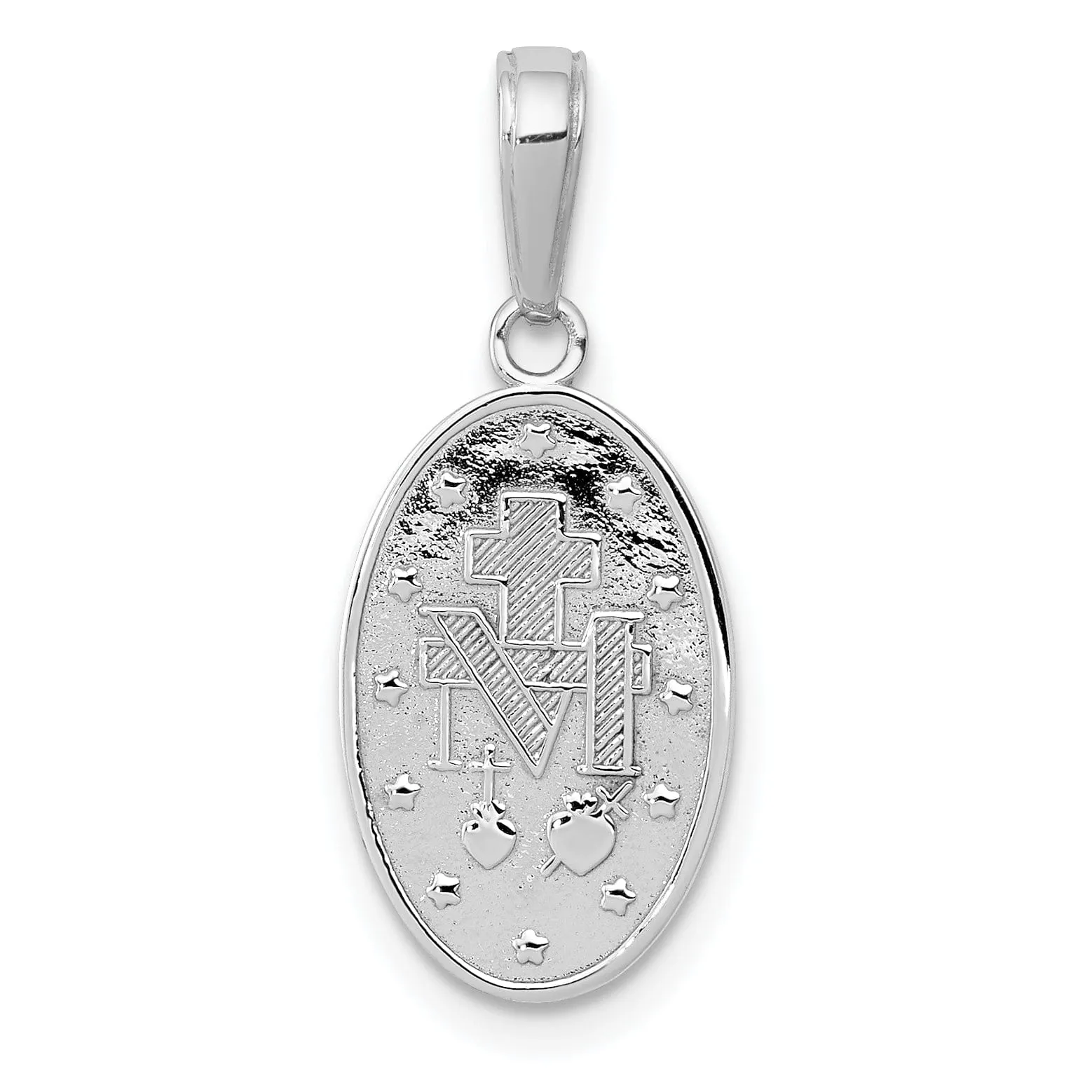 14K White Gold Small Miraculous Medal Pendant