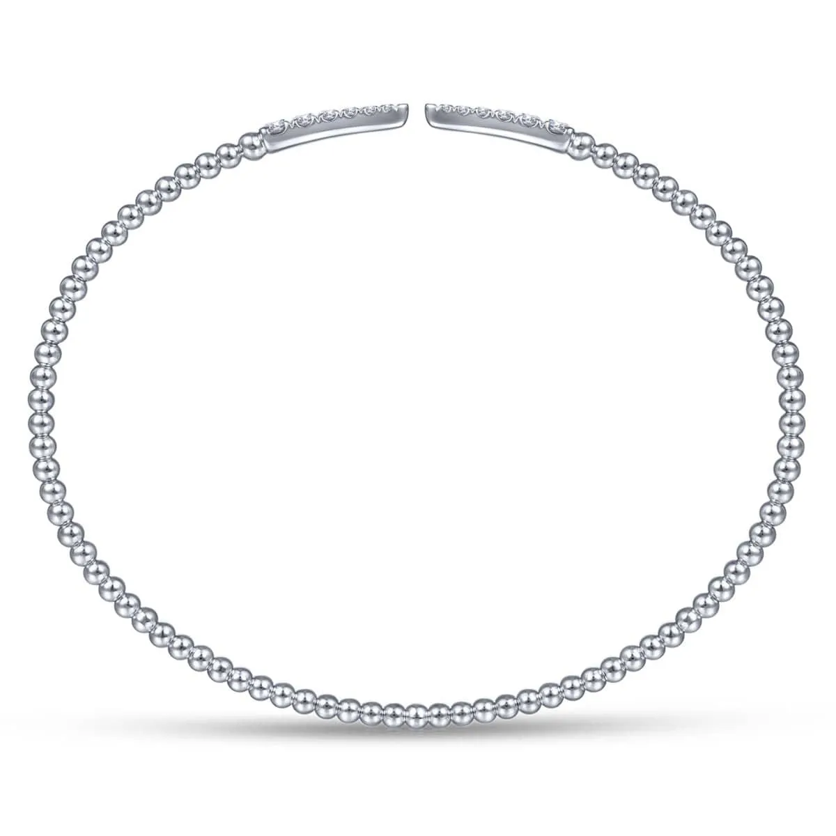 14K White Gold Split Bujukan Cuff Bracelet with Diamond Pavé Spikes - BG4216-62W45JJ