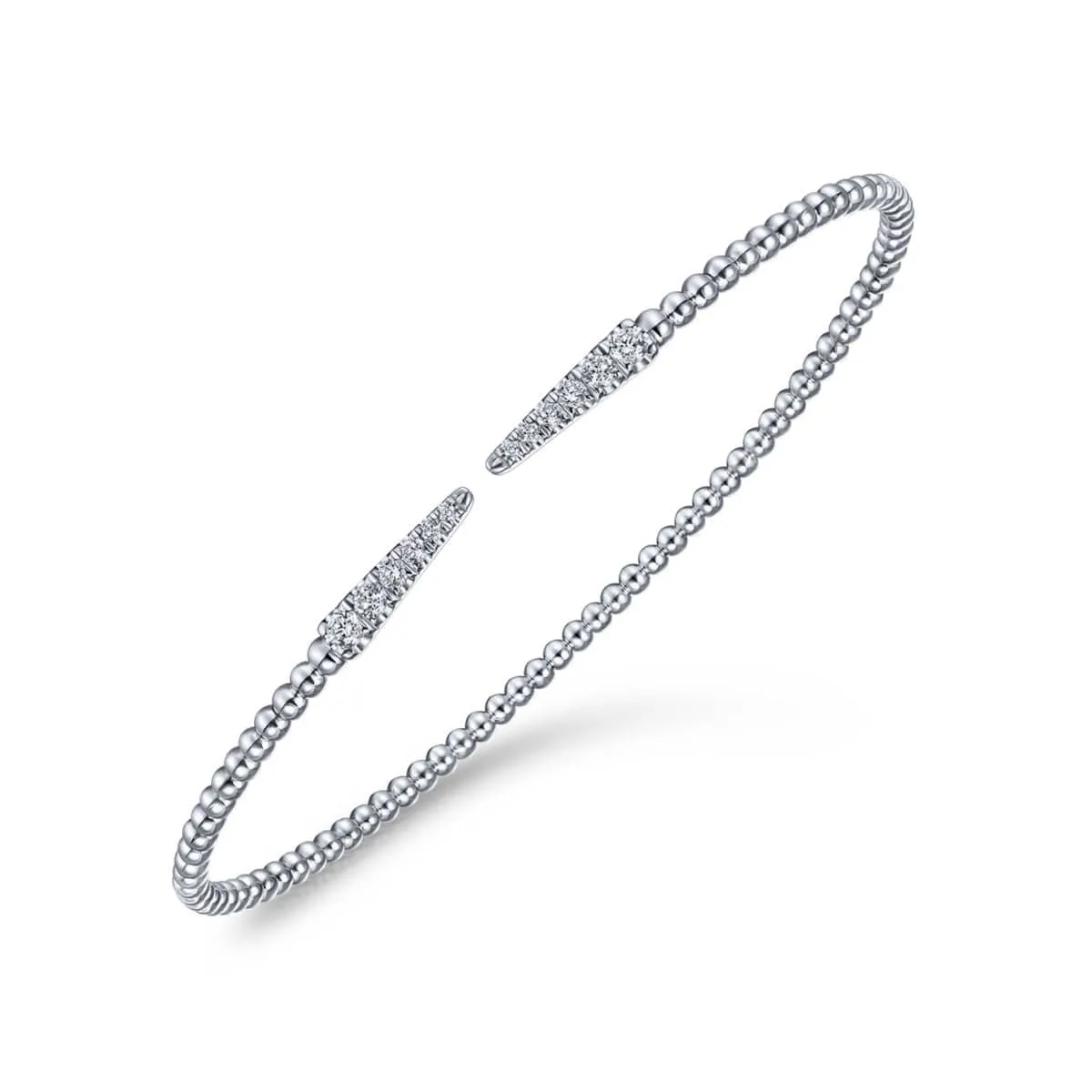 14K White Gold Split Bujukan Cuff Bracelet with Diamond Pavé Spikes - BG4216-62W45JJ