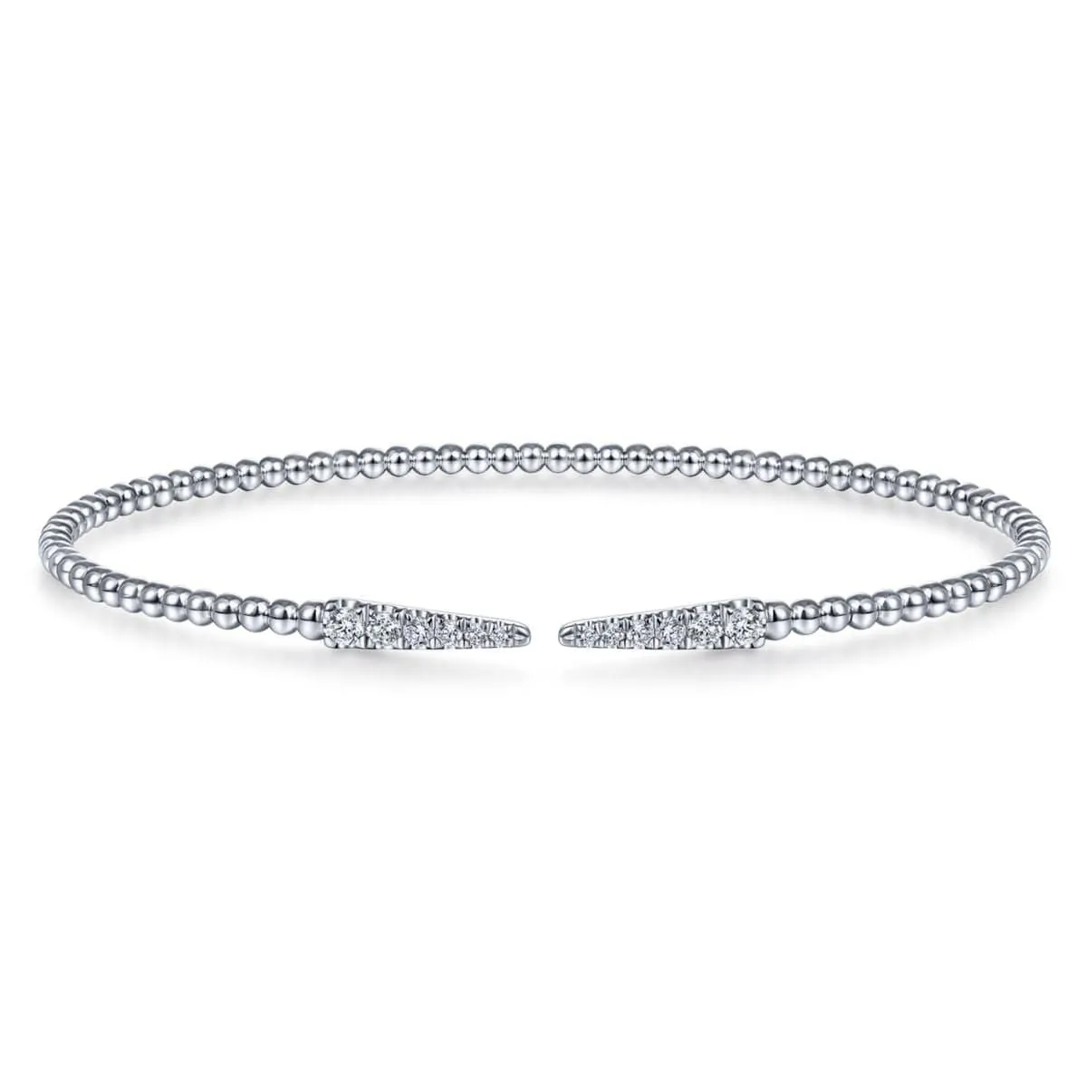 14K White Gold Split Bujukan Cuff Bracelet with Diamond Pavé Spikes - BG4216-62W45JJ