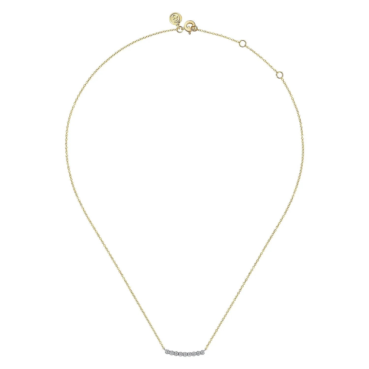 14K Yellow & White Sapphire and Natural Diamond 17.5 inch Necklace