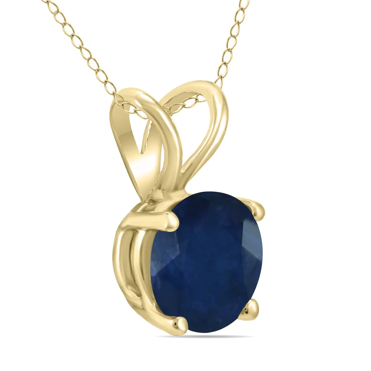 14K Yellow Gold 5Mm Round Sapphire Pendant