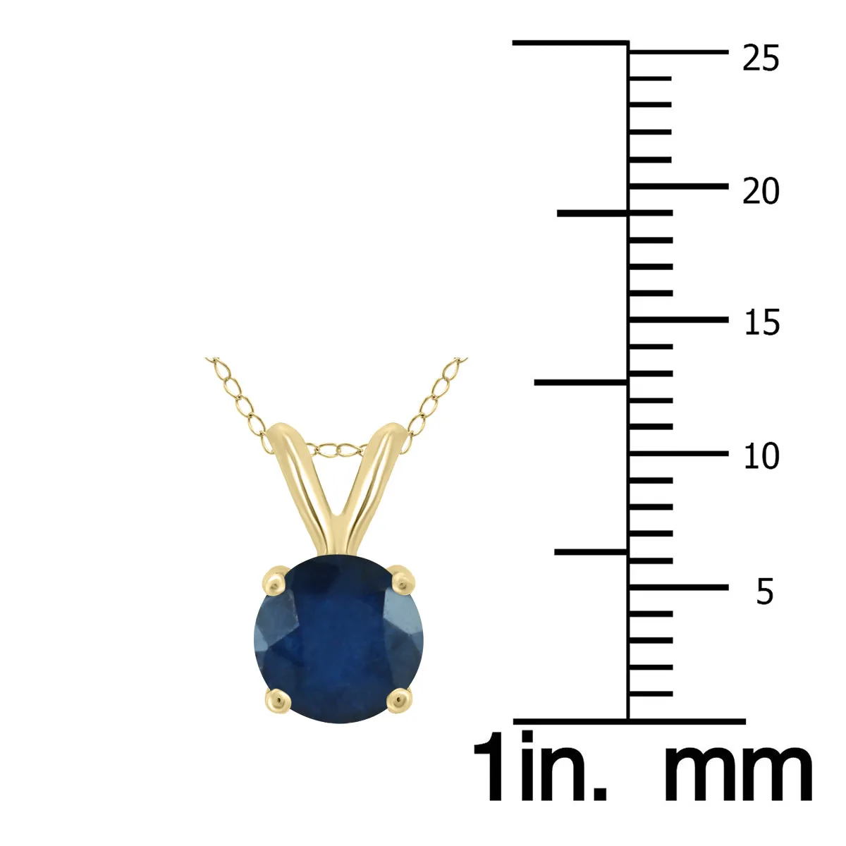 14K Yellow Gold 5Mm Round Sapphire Pendant