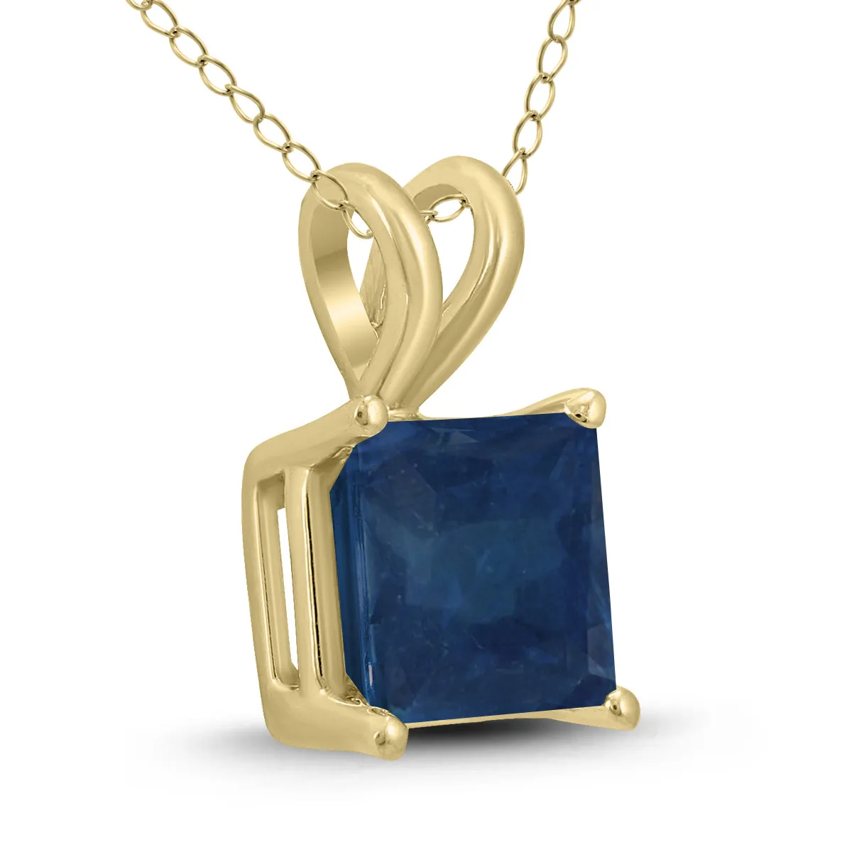 14K Yellow Gold 5Mm Square Sapphire Pendant