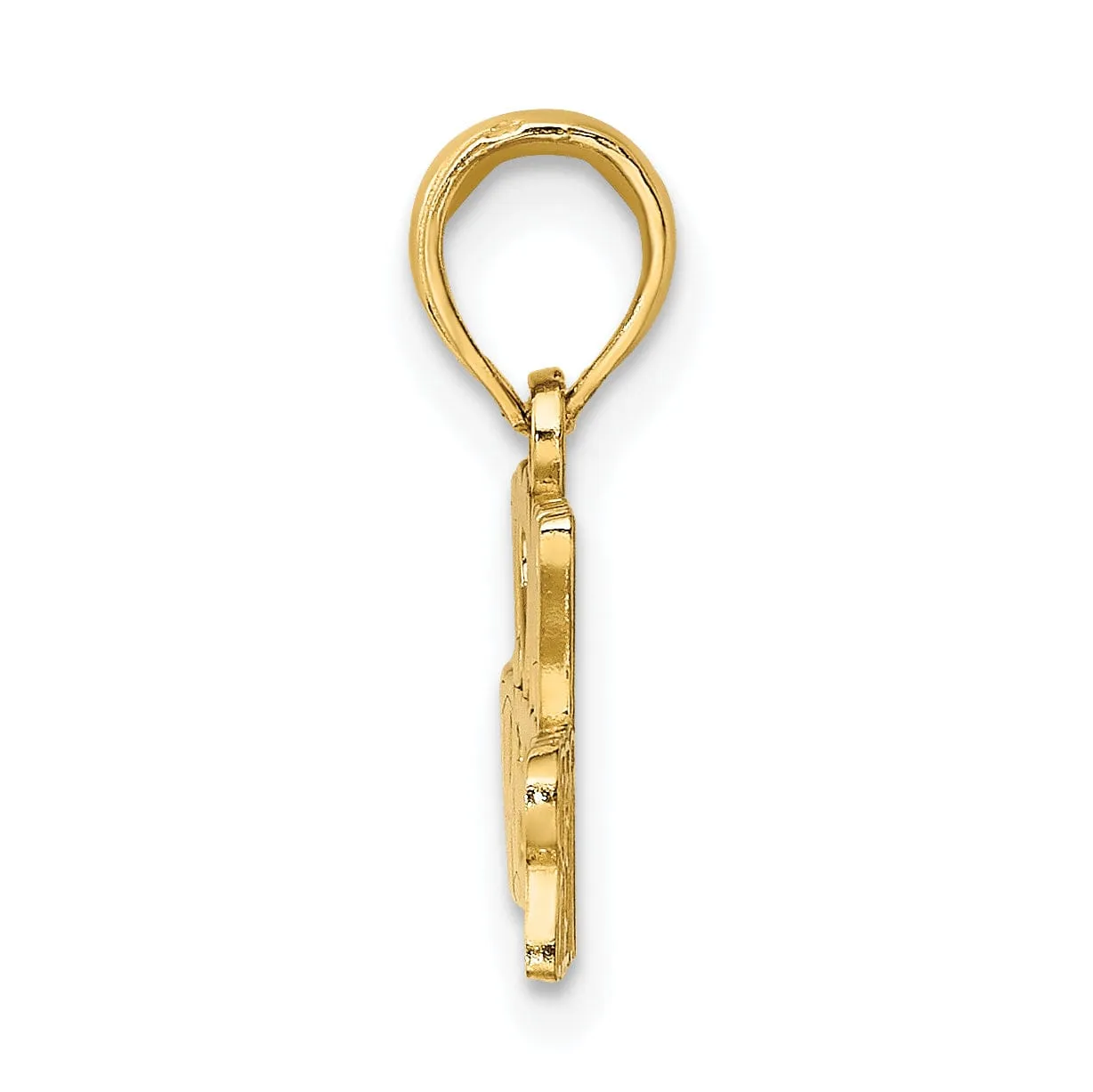 14k Yellow Gold Open Back Polished Finish I LOVE MY FIREFIGHTER Charm Pendant