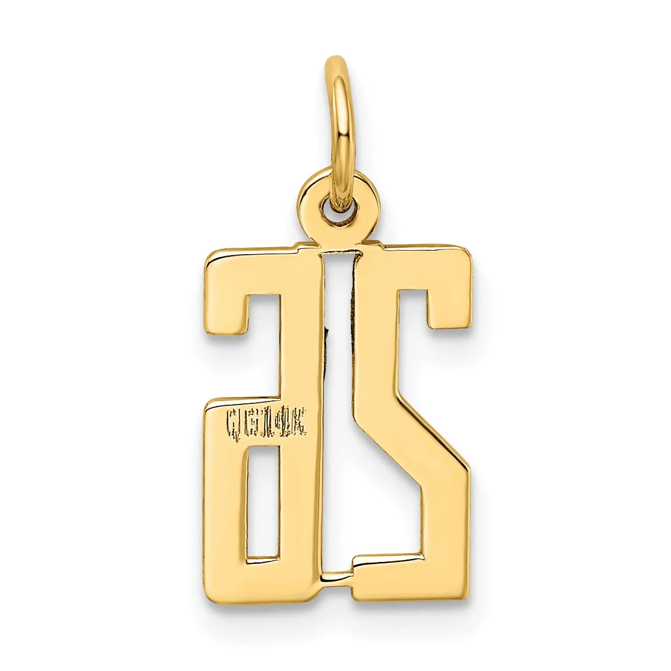 14K Yellow Gold Polished Finish Small Size Elongated Shape Number 26 Charm Pendant