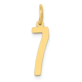 14K Yellow Gold Polished Finish Small Size Elongated Shape Number 7 Charm Pendant