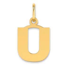 14k Yellow Gold  Small Size Letter U Initial Block Pendant