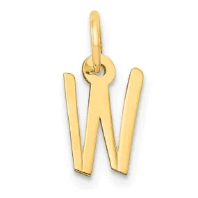 14k Yellow Gold Small Slanted Block Letter W Initial Pendant