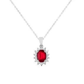 14KW 14DIA(F/C) 0.17CT ,1RU OVAL-7X5m (1.05) Diamond Pendant  (121PB530ARD)