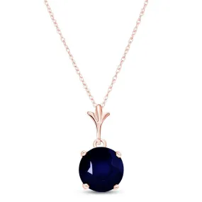 1.65 Carat 14K Solid Rose Gold Single Round Sapphire Necklace