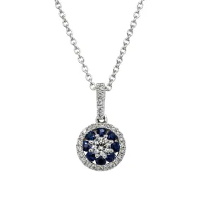 18ct White Gold Diamond & Sapphire Pendant