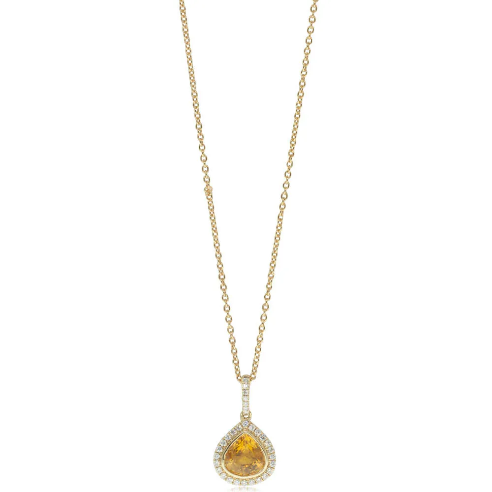 18ct Yellow Gold Sapphire & Diamond Halo Necklace