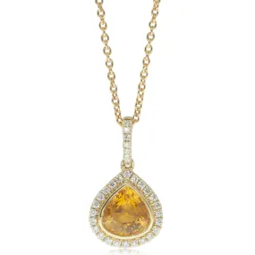 18ct Yellow Gold Sapphire & Diamond Halo Necklace