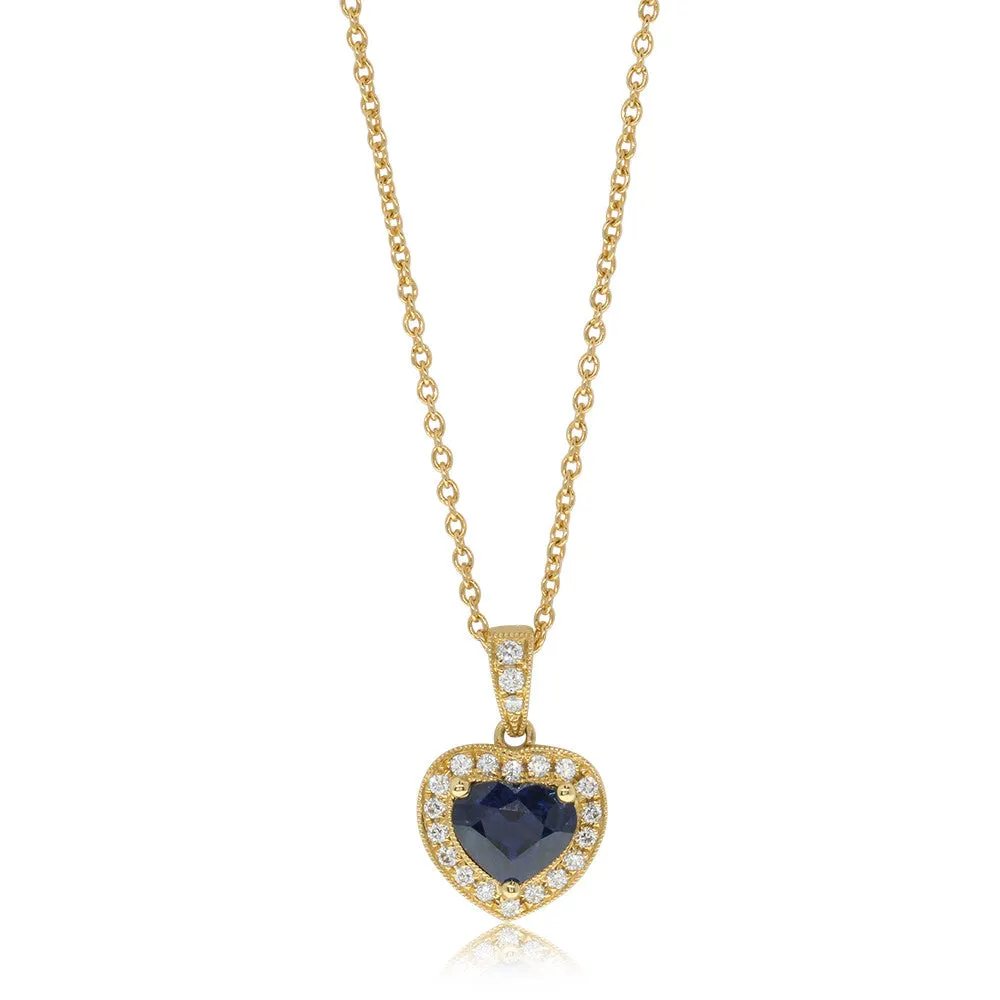 18ct Yellow Gold Sapphire & Diamond Pendant