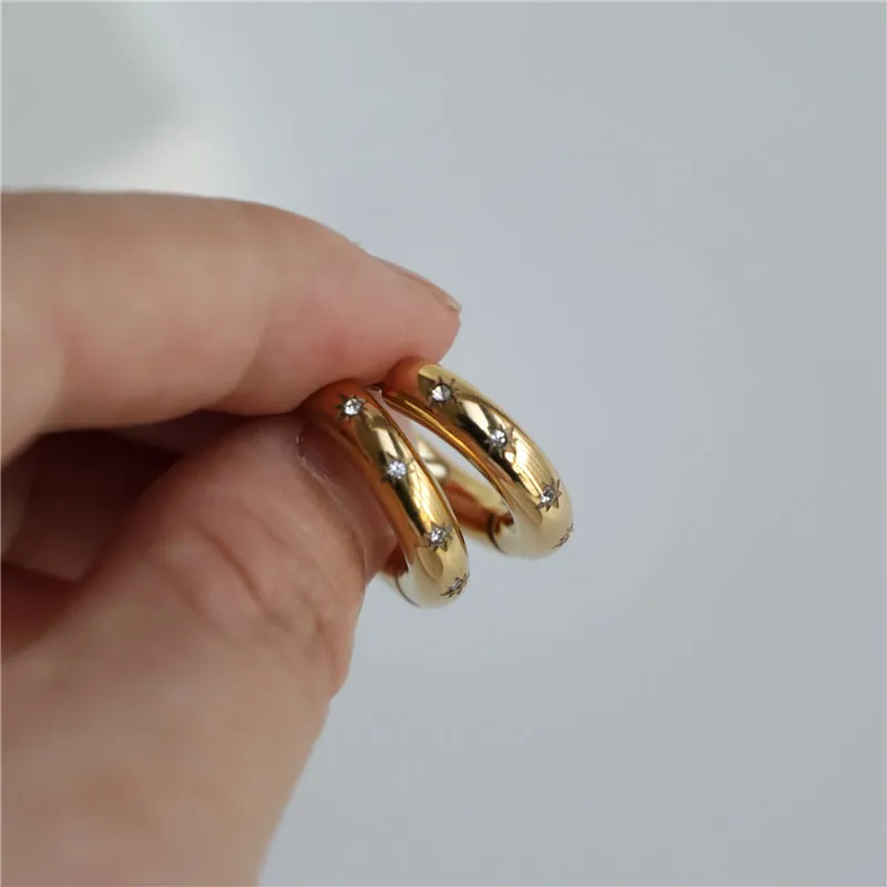 18K Gold-Filled Star Hoop Earrings