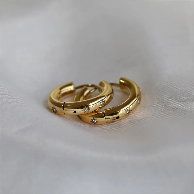 18K Gold-Filled Star Hoop Earrings