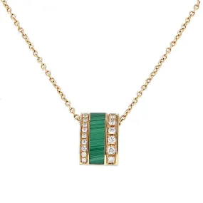 18K Gold Malachite and Diamond Pendant Necklace