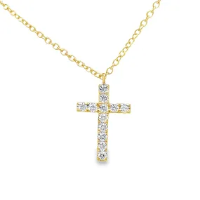 18K Italian Made Reversible Diamond & Pink Sapphire Cross Pendant Necklace