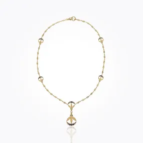18K Lotus Cresent Necklace in blue sapphire and diamond