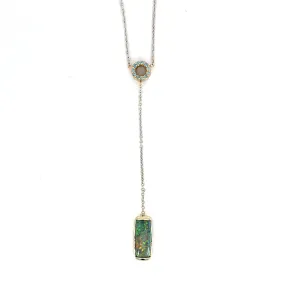 18k Rose and White Gold Opal Lariat Necklace with a Reversible "Sparkle Circle"