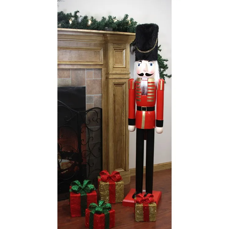 5' Commercial-Grade Size Wooden Red and Black Christmas Nutcracker Soldier
