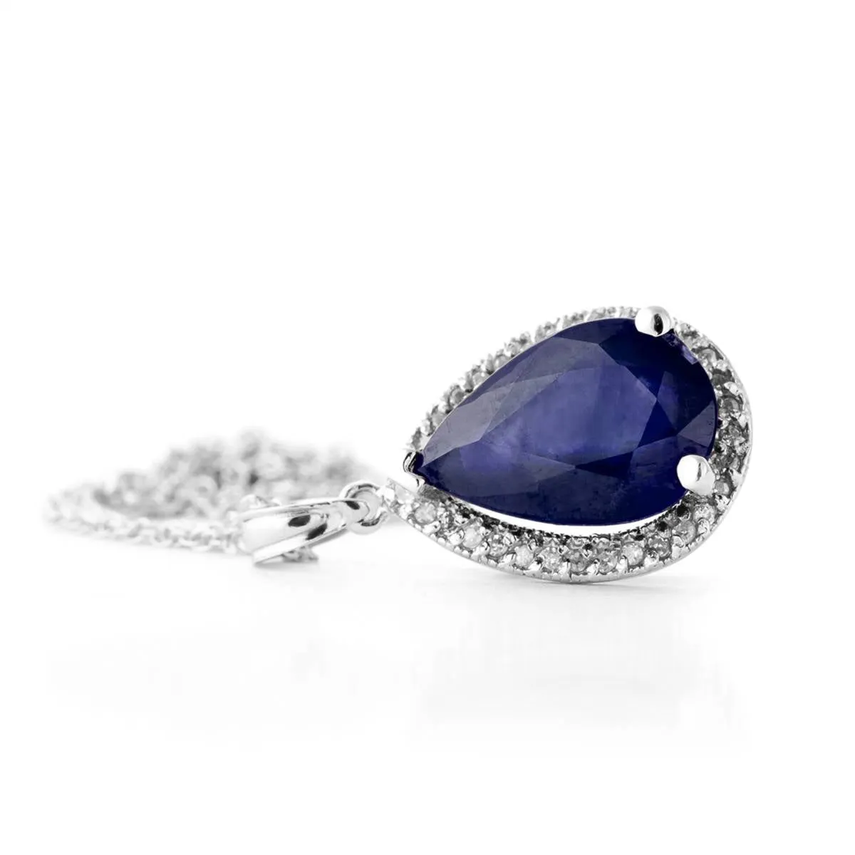 5.26 Carat 14K Solid White Gold Capricious Sapphire Diamond Necklace