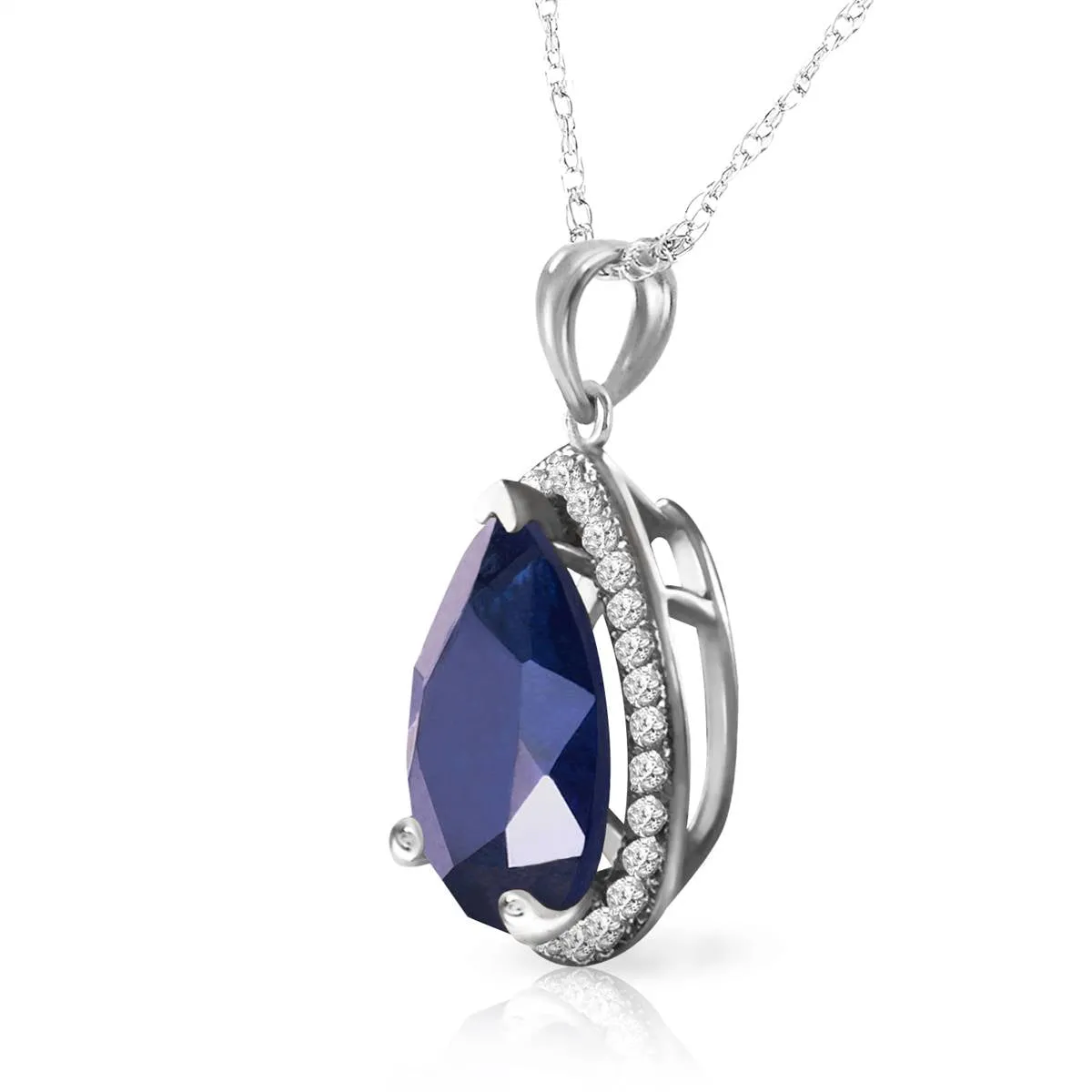 5.26 Carat 14K Solid White Gold Capricious Sapphire Diamond Necklace