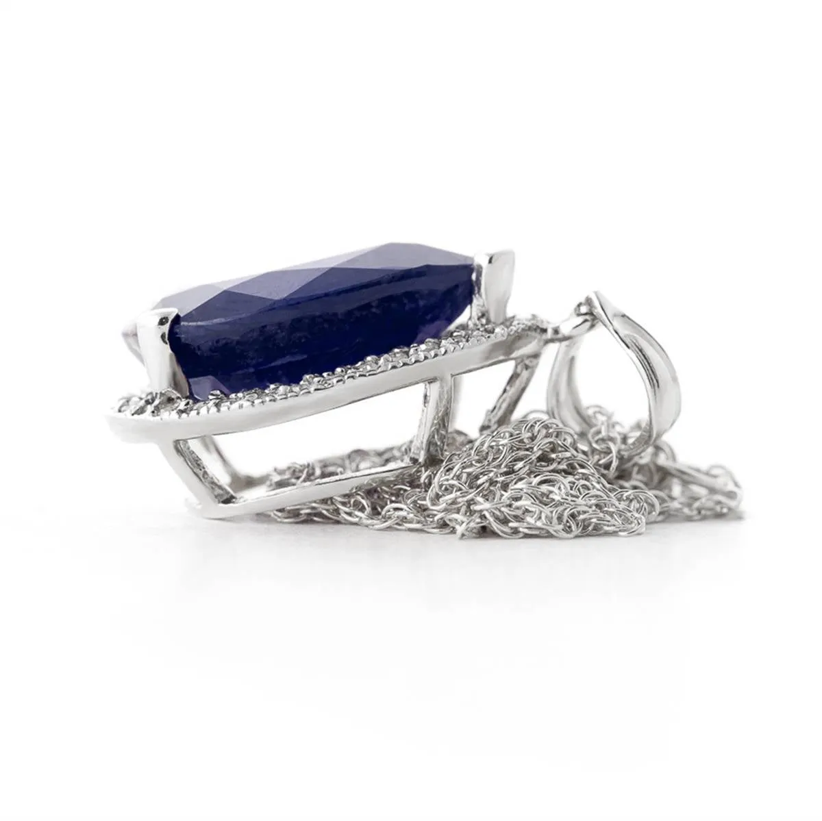 5.26 Carat 14K Solid White Gold Capricious Sapphire Diamond Necklace