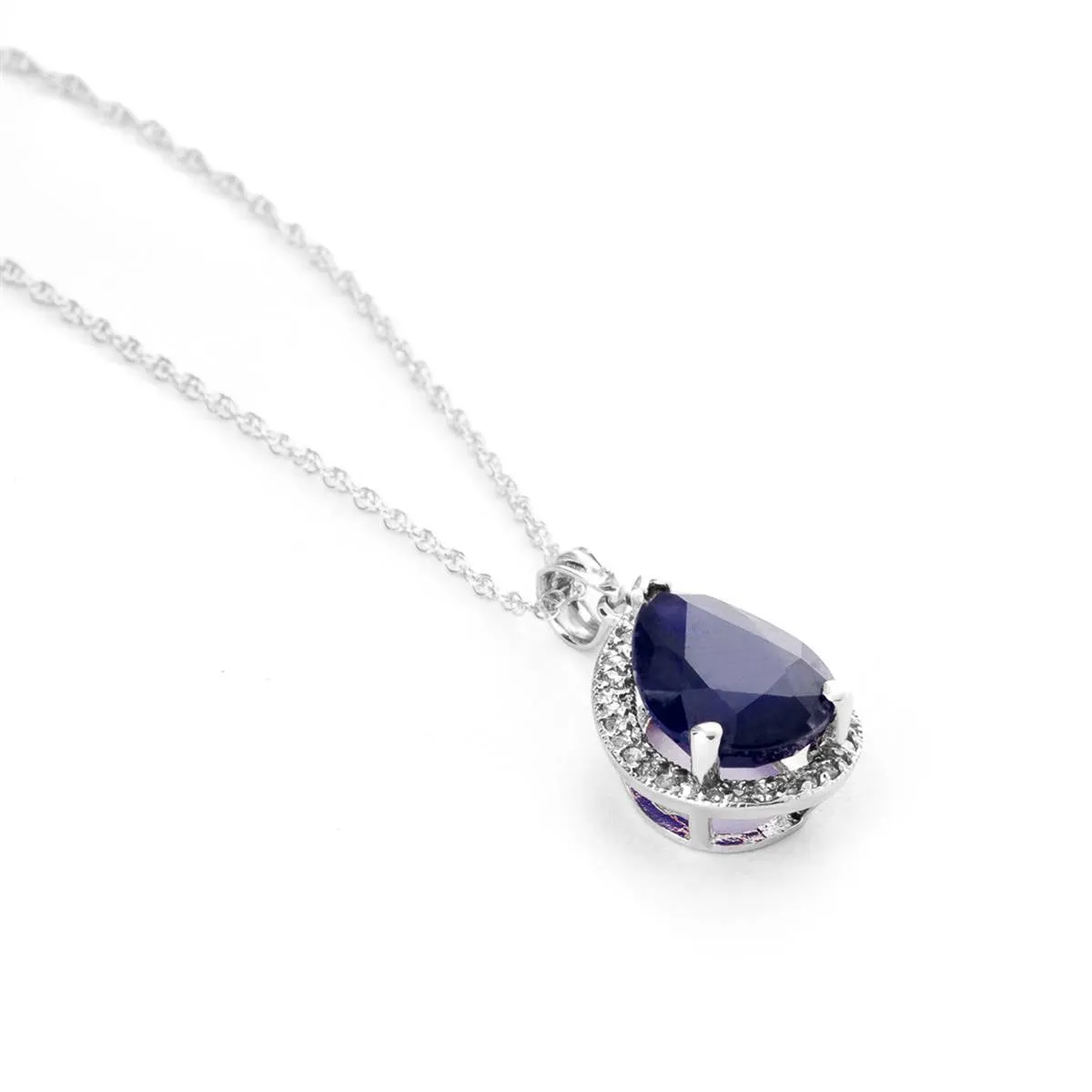 5.26 Carat 14K Solid White Gold Capricious Sapphire Diamond Necklace