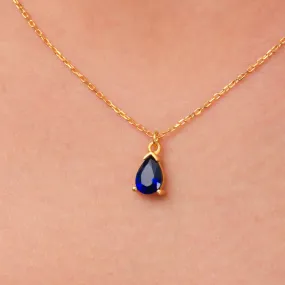 5th Wedding Anniversary Jewelry Gift Sapphire Teardrop Dainty Necklace