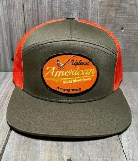7 Panel Upland Patch Dark Loden - Orange Mesh Back Cap